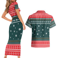 Merry Octomas Christmas Couples Matching Short Sleeve Bodycon Dress and Hawaiian Shirt Xmas Holiday Patterns - Wonder Print Shop