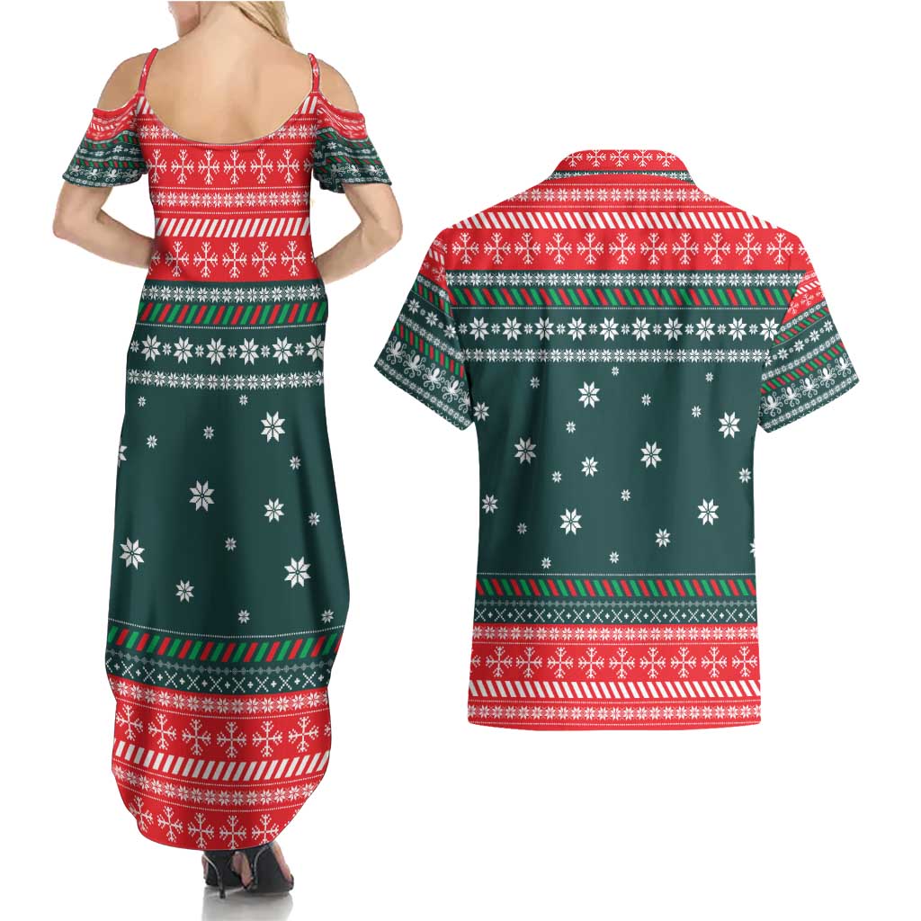 Merry Octomas Christmas Couples Matching Summer Maxi Dress and Hawaiian Shirt Xmas Holiday Patterns - Wonder Print Shop