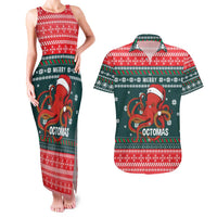 Merry Octomas Christmas Couples Matching Tank Maxi Dress and Hawaiian Shirt Xmas Holiday Patterns - Wonder Print Shop