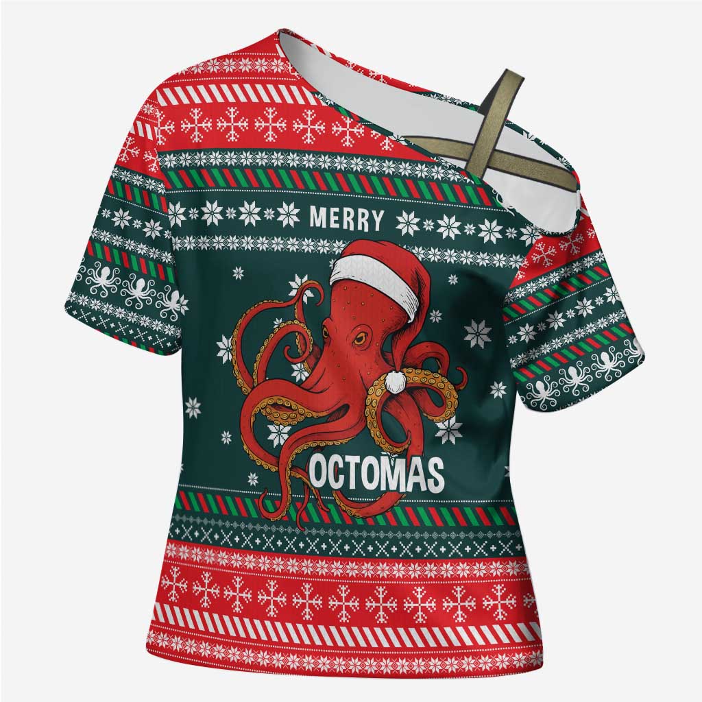 Merry Octomas Christmas Cross Shoulder Shirt Xmas Holiday Patterns - Wonder Print Shop