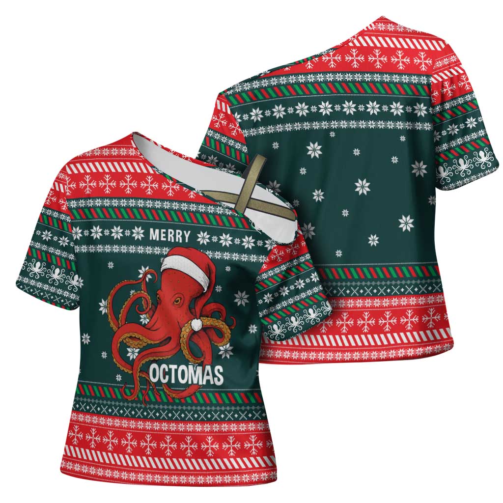 Merry Octomas Christmas Cross Shoulder Shirt Xmas Holiday Patterns - Wonder Print Shop