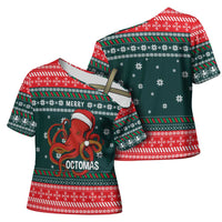 Merry Octomas Christmas Cross Shoulder Shirt Xmas Holiday Patterns - Wonder Print Shop