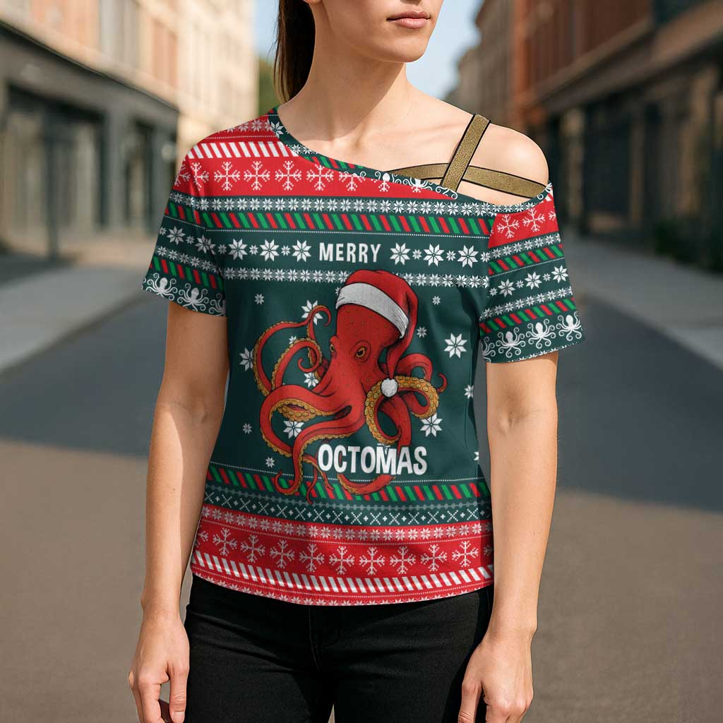 Merry Octomas Christmas Cross Shoulder Shirt Xmas Holiday Patterns - Wonder Print Shop
