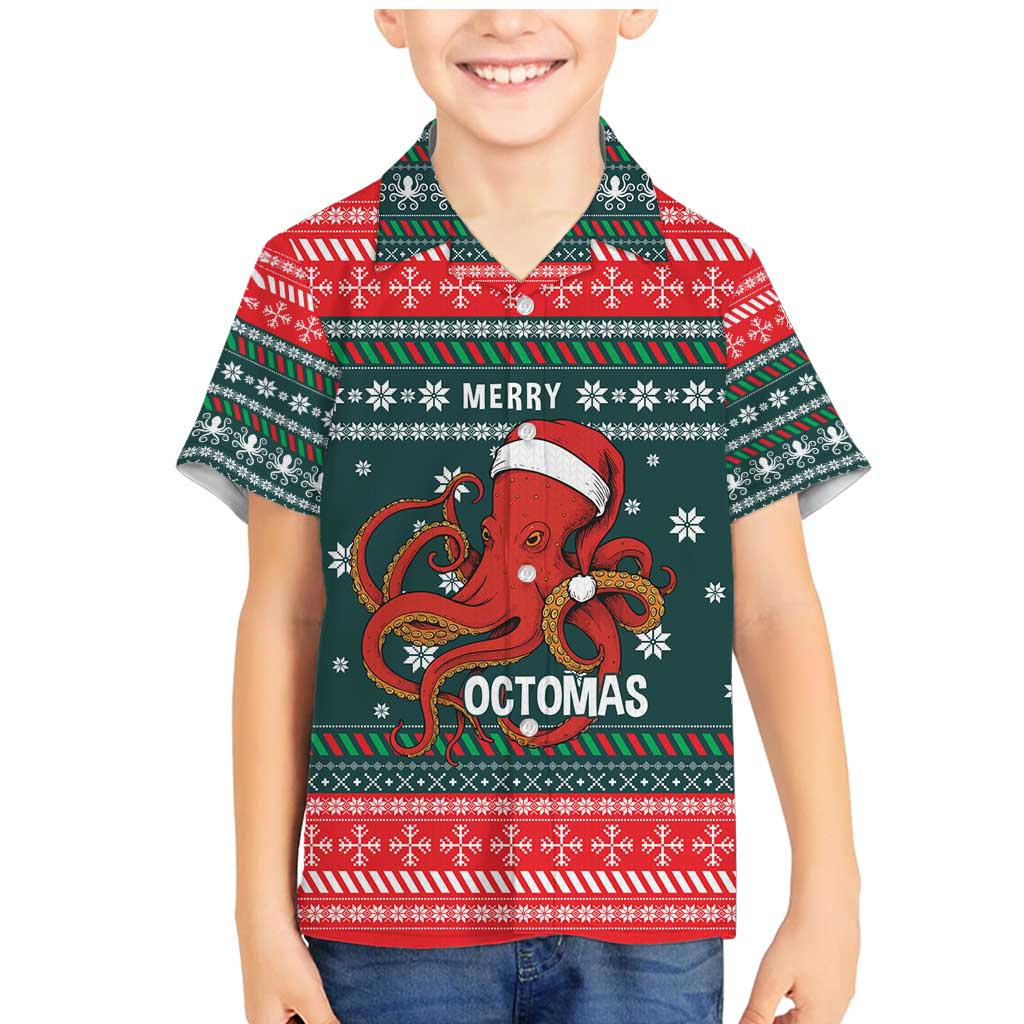 Merry Octomas Christmas Family Matching Mermaid Dress and Hawaiian Shirt Xmas Holiday Patterns - Wonder Print Shop