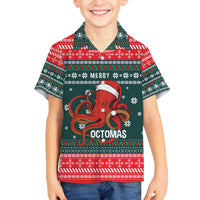 Merry Octomas Christmas Family Matching Off The Shoulder Long Sleeve Dress and Hawaiian Shirt Xmas Holiday Patterns - Wonder Print Shop