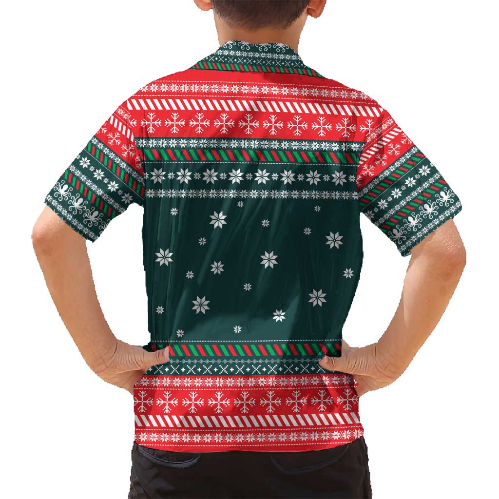 Merry Octomas Christmas Family Matching Off Shoulder Short Dress and Hawaiian Shirt Xmas Holiday Patterns - Wonder Print Shop