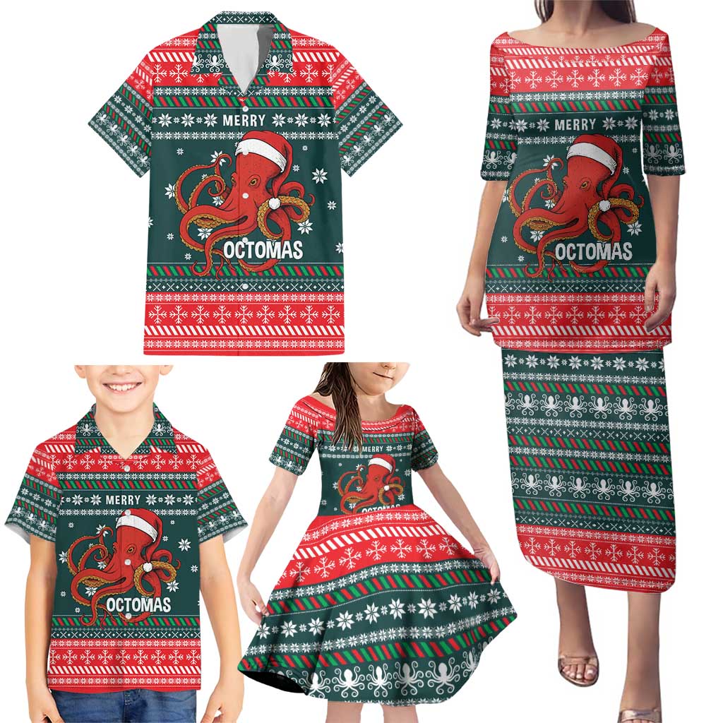 Merry Octomas Christmas Family Matching Puletasi and Hawaiian Shirt Xmas Holiday Patterns - Wonder Print Shop