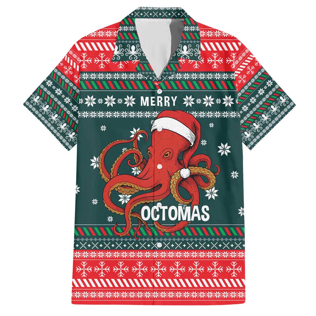 Merry Octomas Christmas Family Matching Short Sleeve Bodycon Dress and Hawaiian Shirt Xmas Holiday Patterns - Wonder Print Shop