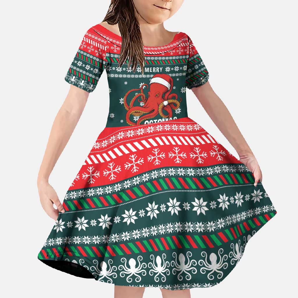 Merry Octomas Christmas Family Matching Summer Maxi Dress and Hawaiian Shirt Xmas Holiday Patterns - Wonder Print Shop