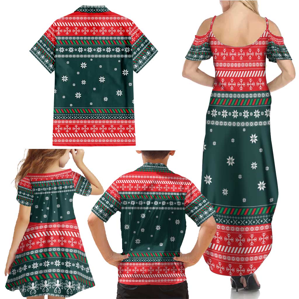 Merry Octomas Christmas Family Matching Summer Maxi Dress and Hawaiian Shirt Xmas Holiday Patterns - Wonder Print Shop