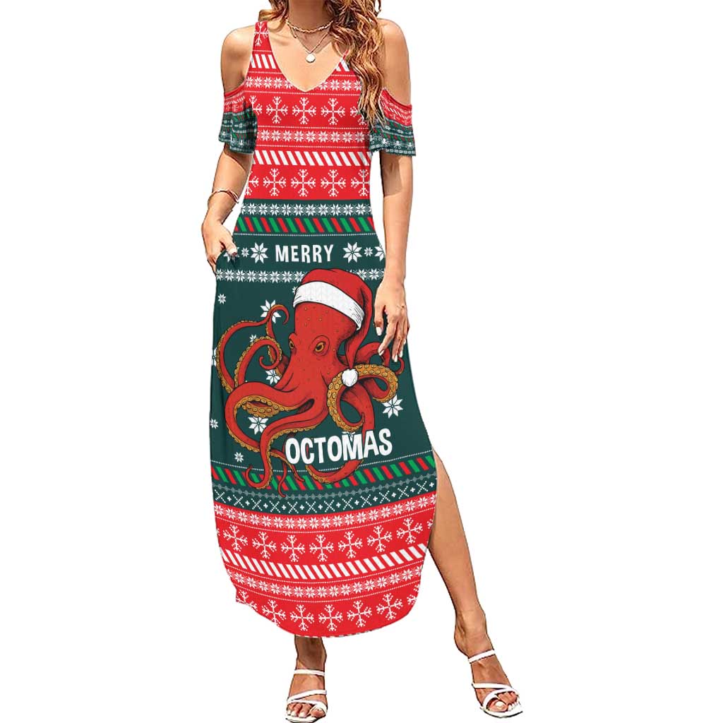 Merry Octomas Christmas Family Matching Summer Maxi Dress and Hawaiian Shirt Xmas Holiday Patterns - Wonder Print Shop