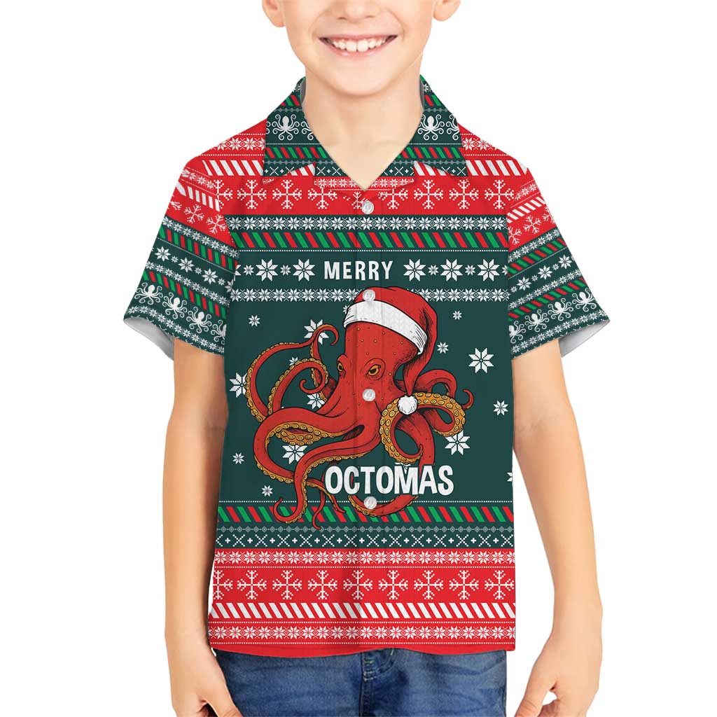 Merry Octomas Christmas Family Matching Summer Maxi Dress and Hawaiian Shirt Xmas Holiday Patterns - Wonder Print Shop