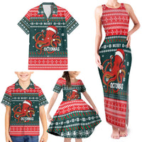 Merry Octomas Christmas Family Matching Tank Maxi Dress and Hawaiian Shirt Xmas Holiday Patterns - Wonder Print Shop