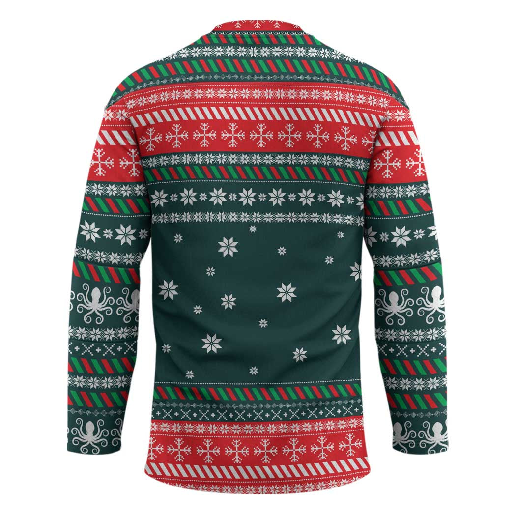 Merry Octomas Christmas Hockey Jersey Xmas Holiday Patterns - Wonder Print Shop