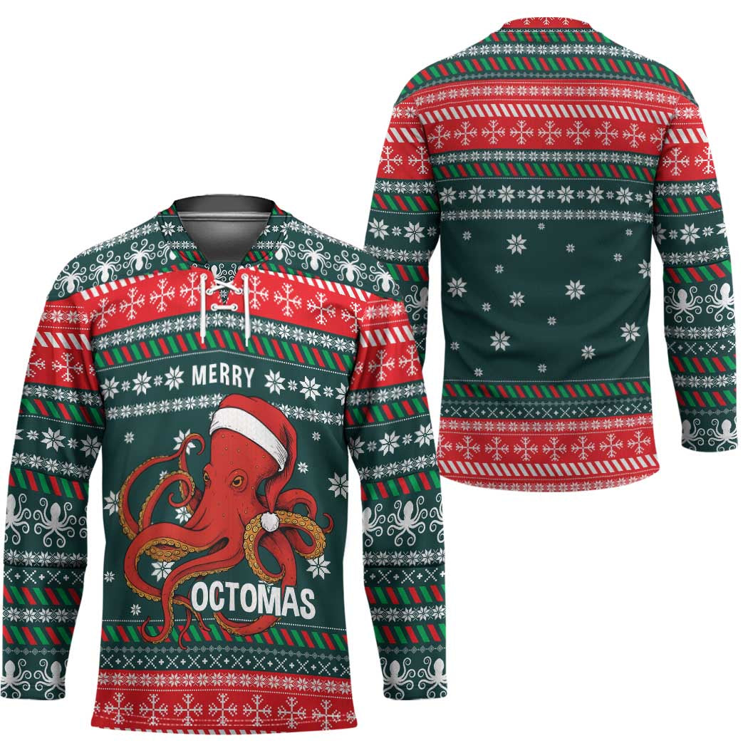 Merry Octomas Christmas Hockey Jersey Xmas Holiday Patterns - Wonder Print Shop