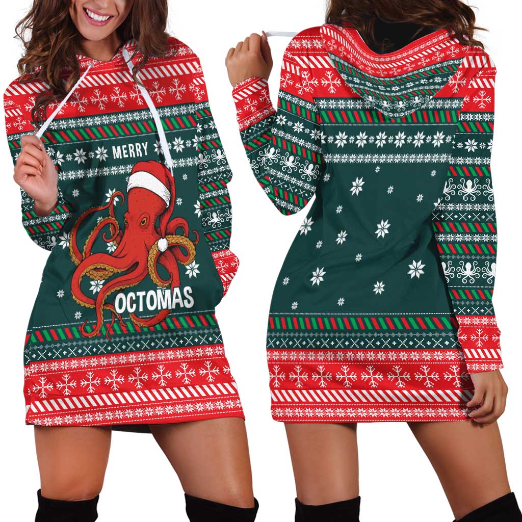 Merry Octomas Christmas Hoodie Dress Xmas Holiday Patterns - Wonder Print Shop