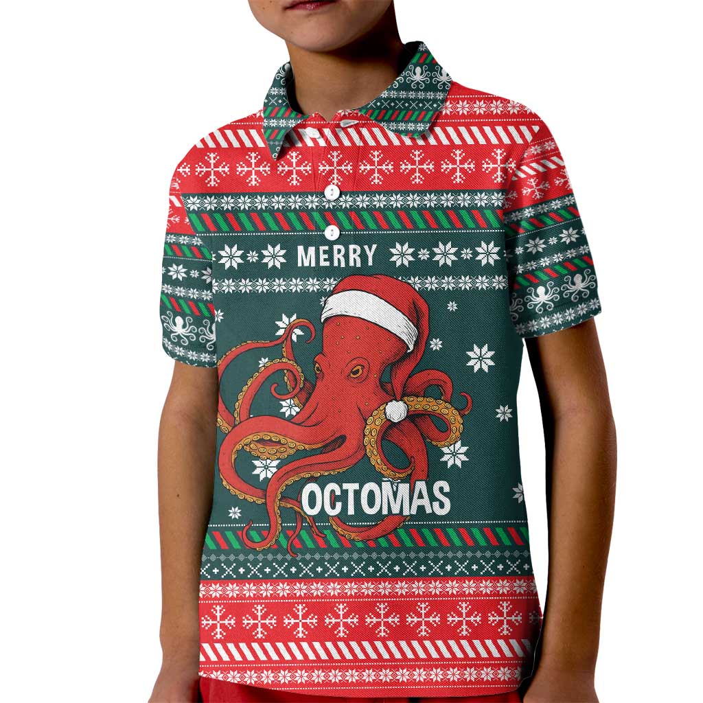Merry Octomas Christmas Kid Polo Shirt Xmas Holiday Patterns - Wonder Print Shop