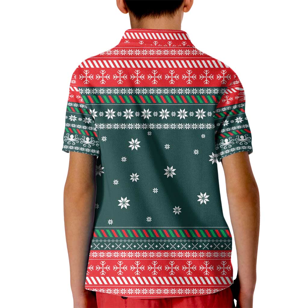 Merry Octomas Christmas Kid Polo Shirt Xmas Holiday Patterns - Wonder Print Shop