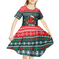 Merry Octomas Christmas Kid Short Sleeve Dress Xmas Holiday Patterns - Wonder Print Shop
