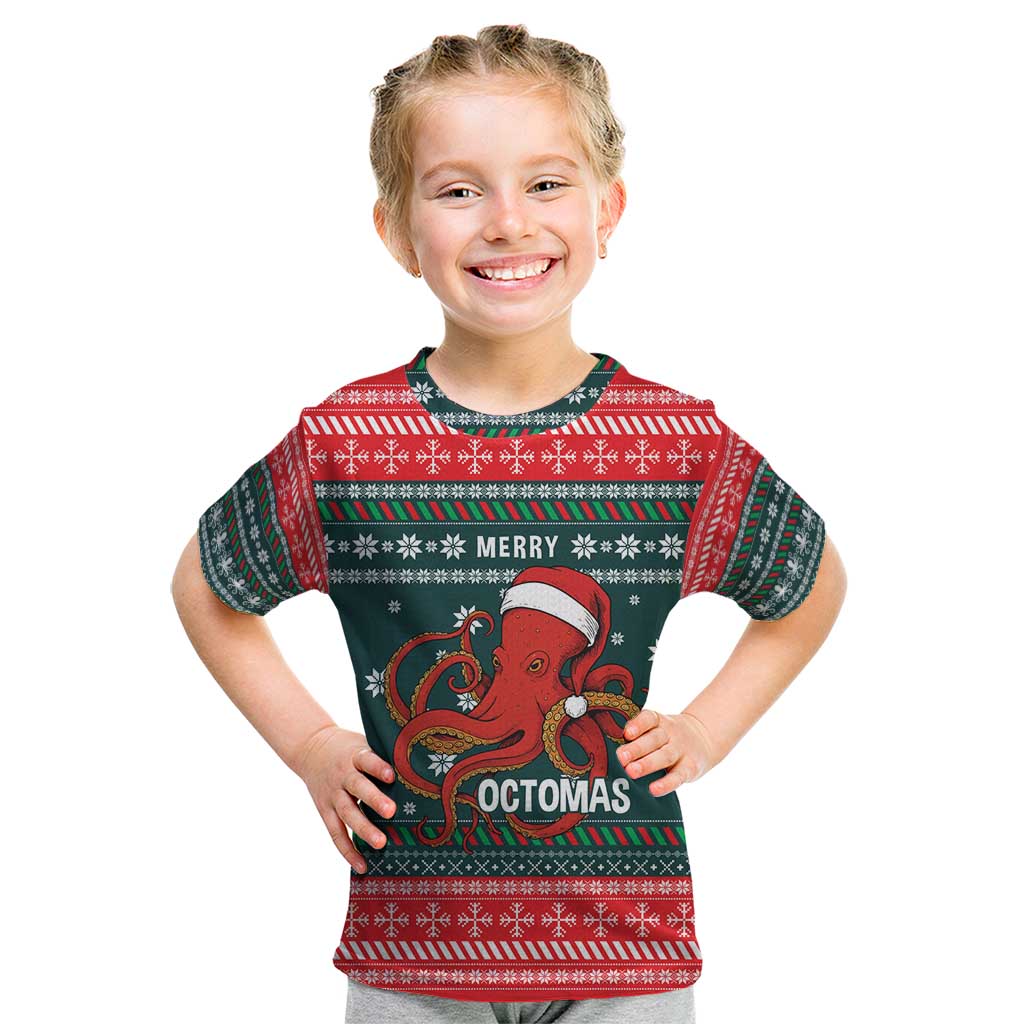 Merry Octomas Christmas Kid T Shirt Xmas Holiday Patterns - Wonder Print Shop