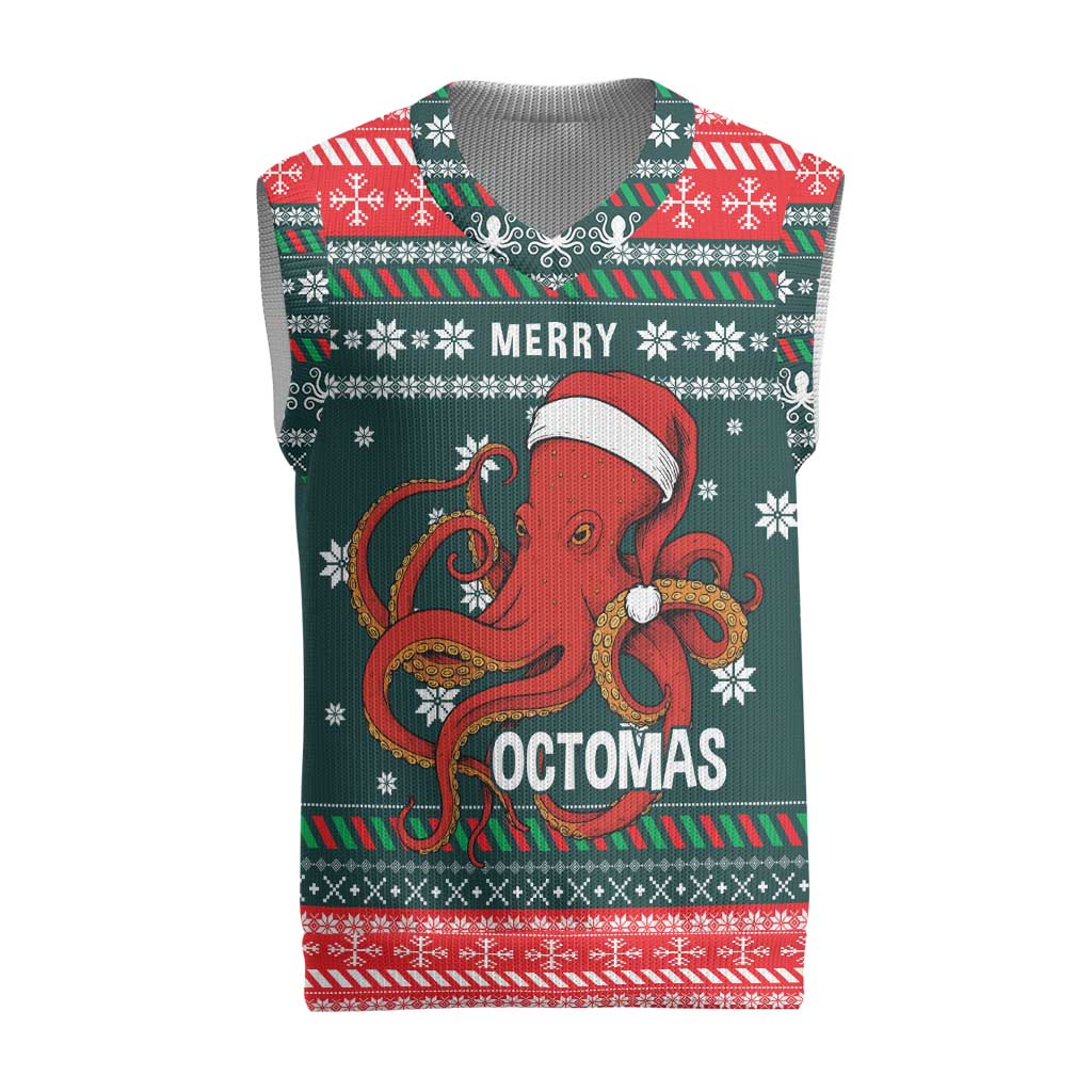 Merry Octomas Christmas Knitted V-Neck Vest Xmas Holiday Patterns - Wonder Print Shop