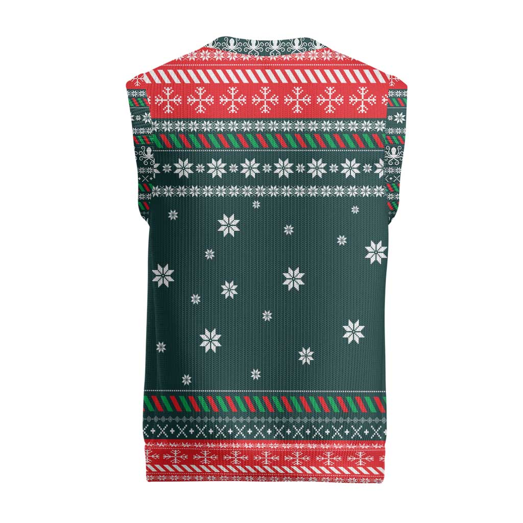 Merry Octomas Christmas Knitted V-Neck Vest Xmas Holiday Patterns - Wonder Print Shop