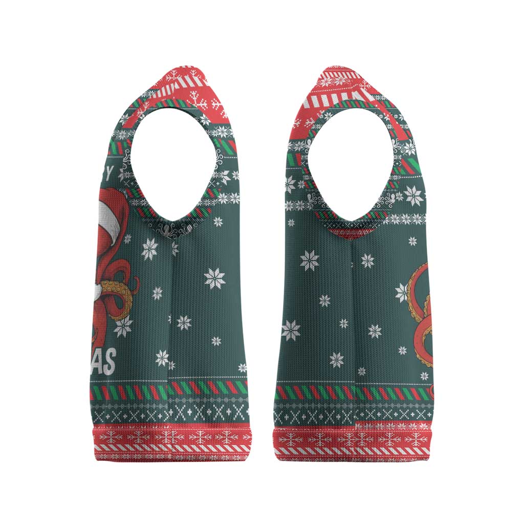 Merry Octomas Christmas Knitted V-Neck Vest Xmas Holiday Patterns - Wonder Print Shop