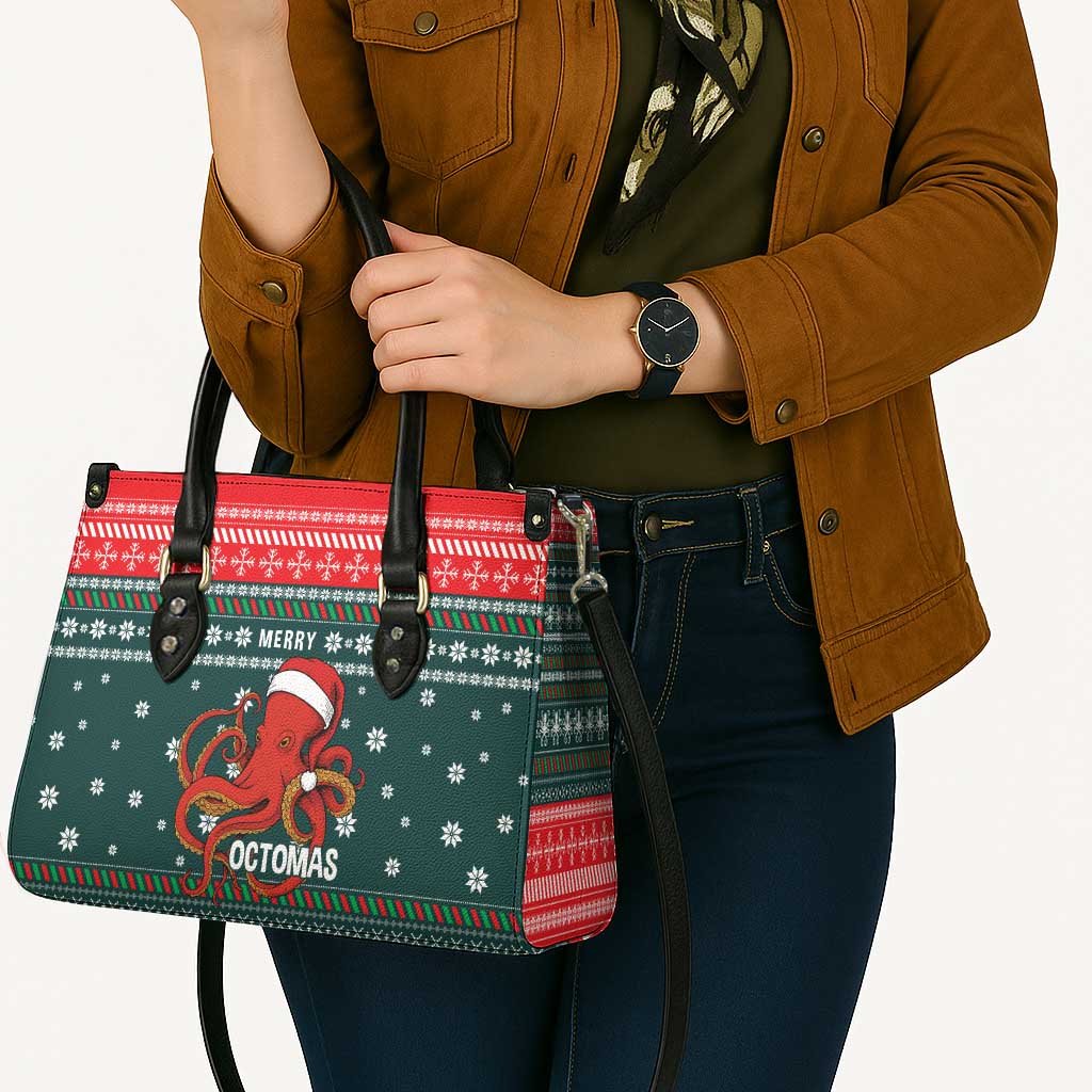 Merry Octomas Christmas Leather Bag Xmas Holiday Patterns - Wonder Print Shop