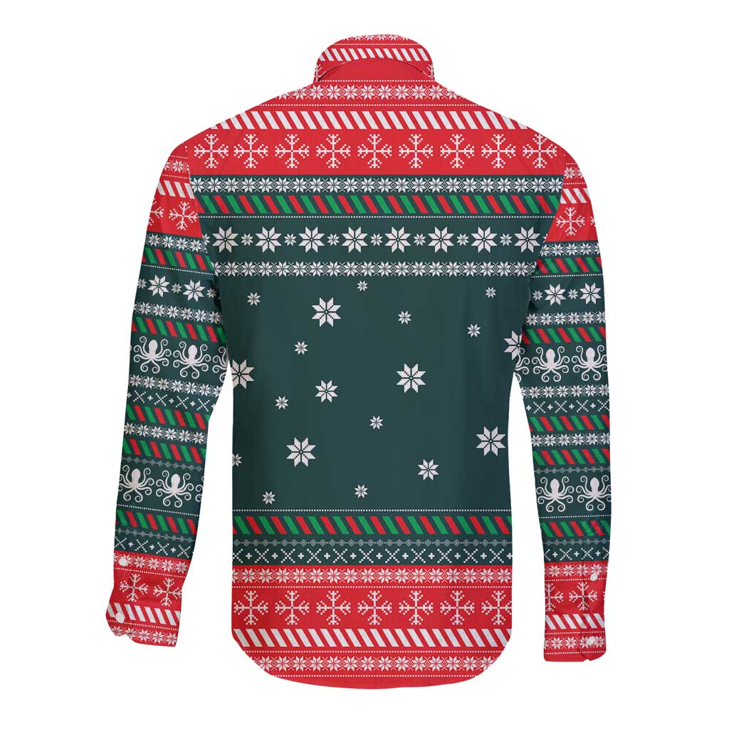 Merry Octomas Christmas Long Sleeve Button Shirt Xmas Holiday Patterns - Wonder Print Shop