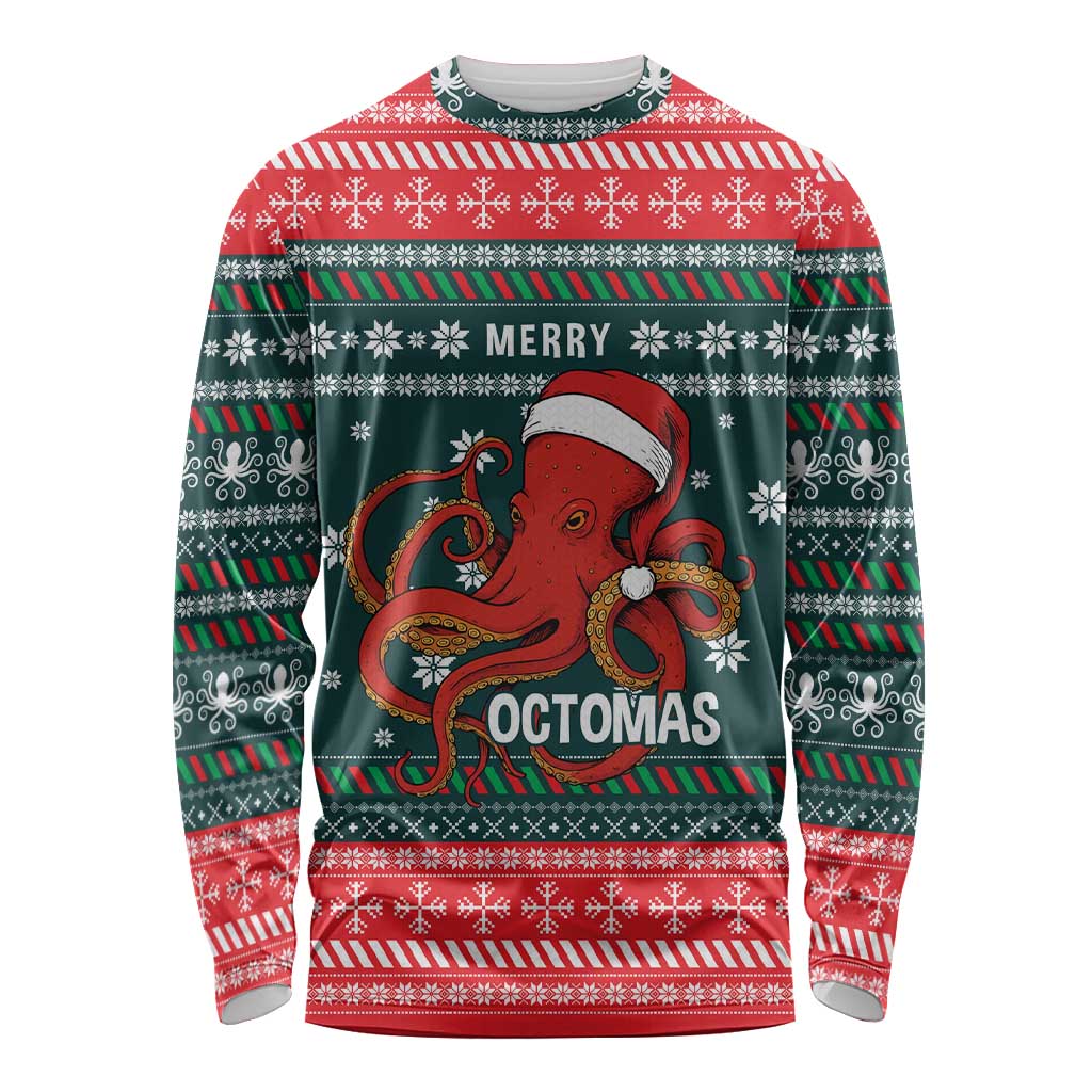 Merry Octomas Christmas Long Sleeve Shirt Xmas Holiday Patterns - Wonder Print Shop