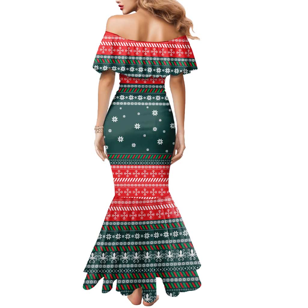 Merry Octomas Christmas Mermaid Dress Xmas Holiday Patterns - Wonder Print Shop