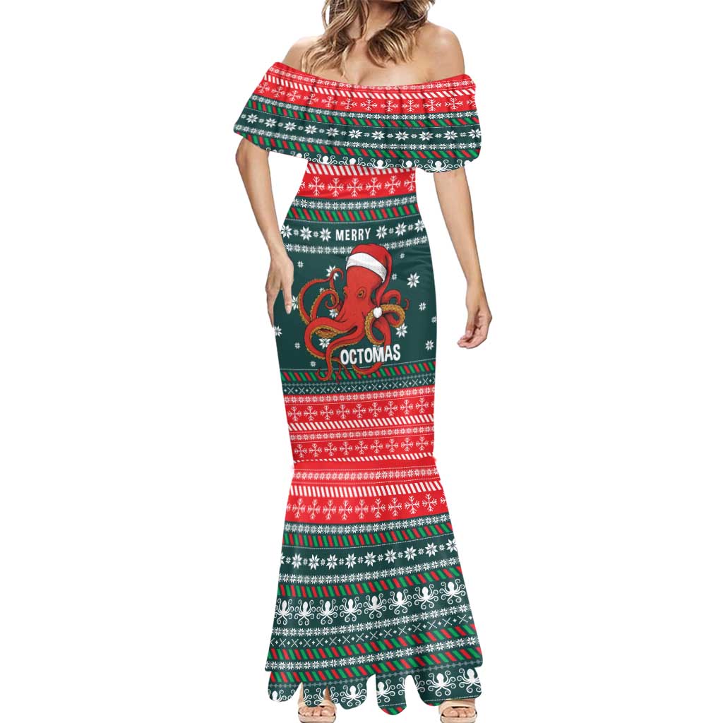 Merry Octomas Christmas Mermaid Dress Xmas Holiday Patterns - Wonder Print Shop