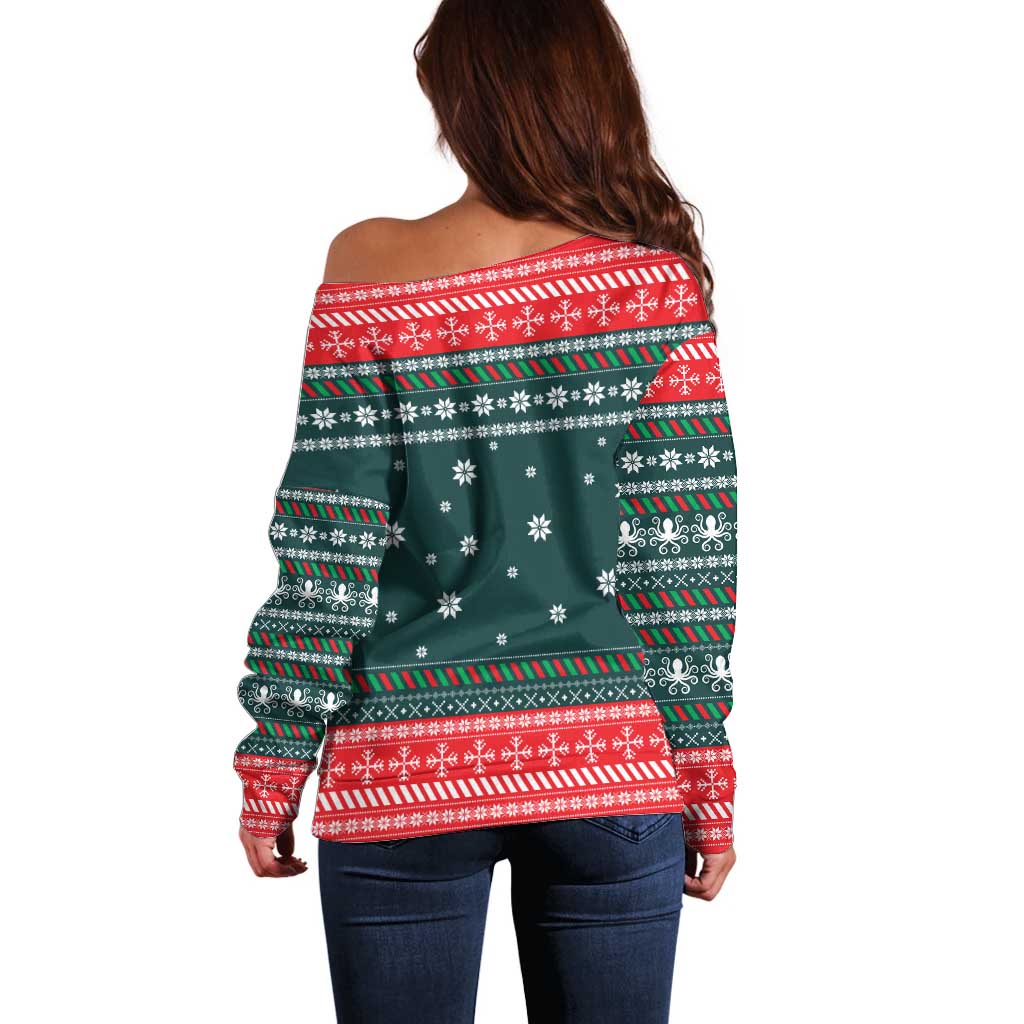 Merry Octomas Christmas Off Shoulder Sweater Xmas Holiday Patterns - Wonder Print Shop
