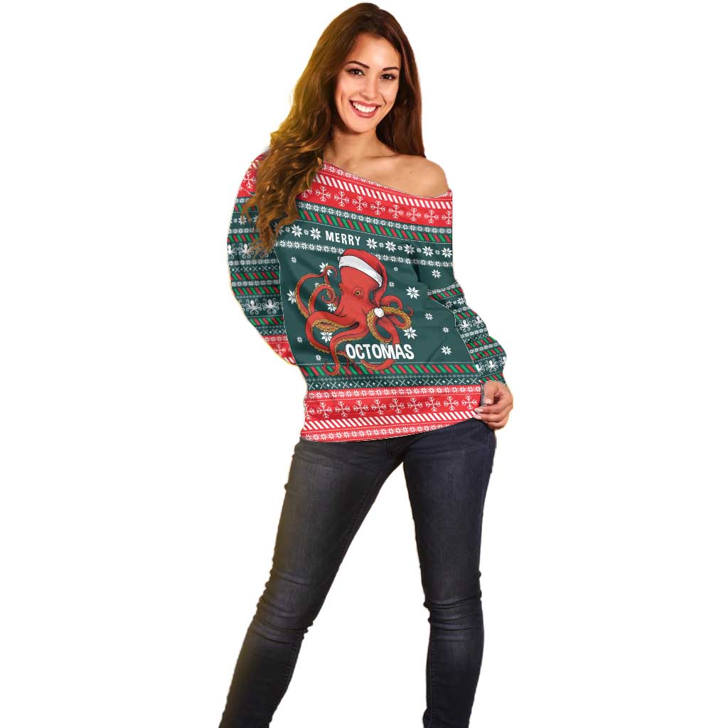 Merry Octomas Christmas Off Shoulder Sweater Xmas Holiday Patterns - Wonder Print Shop