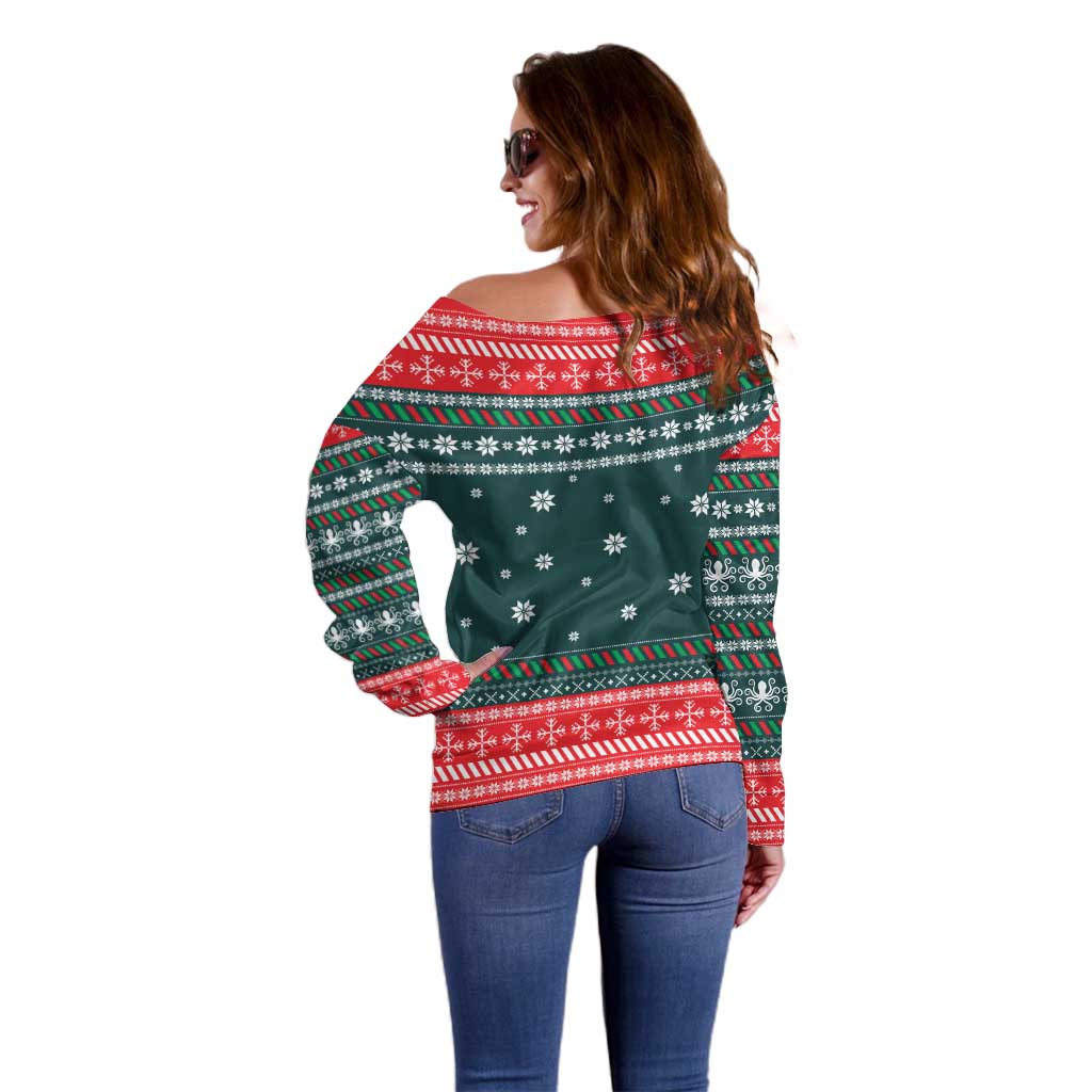 Merry Octomas Christmas Off Shoulder Sweater Xmas Holiday Patterns - Wonder Print Shop