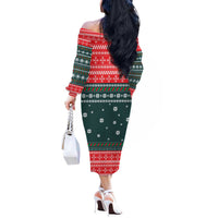 Merry Octomas Christmas Off The Shoulder Long Sleeve Dress Xmas Holiday Patterns - Wonder Print Shop