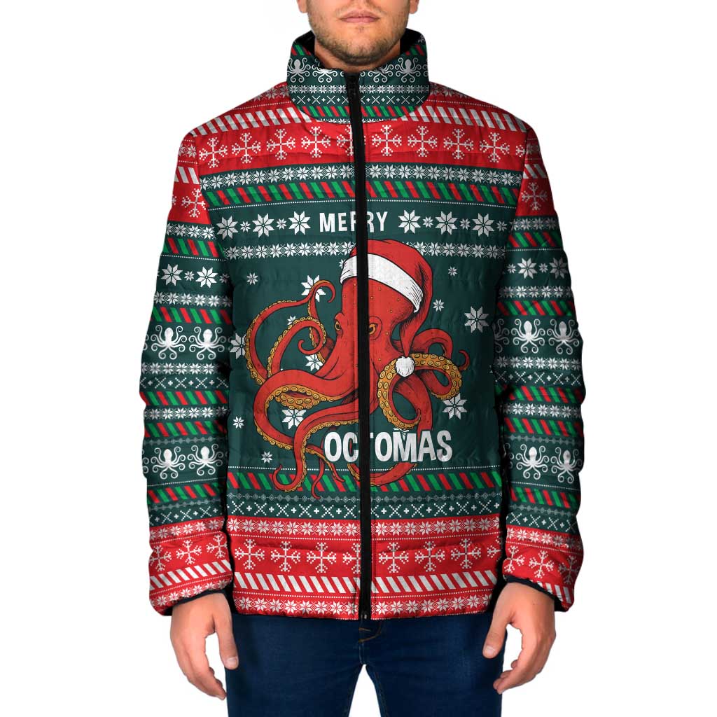 Merry Octomas Christmas Padded Jacket Xmas Holiday Patterns - Wonder Print Shop
