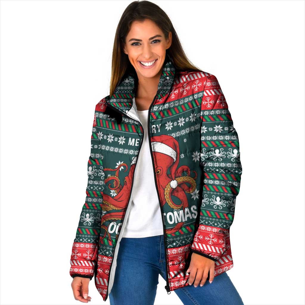 Merry Octomas Christmas Padded Jacket Xmas Holiday Patterns - Wonder Print Shop