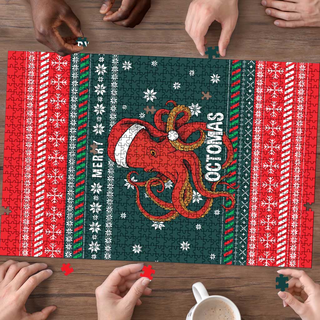Merry Octomas Christmas Puzzle Xmas Holiday Patterns - Wonder Print Shop