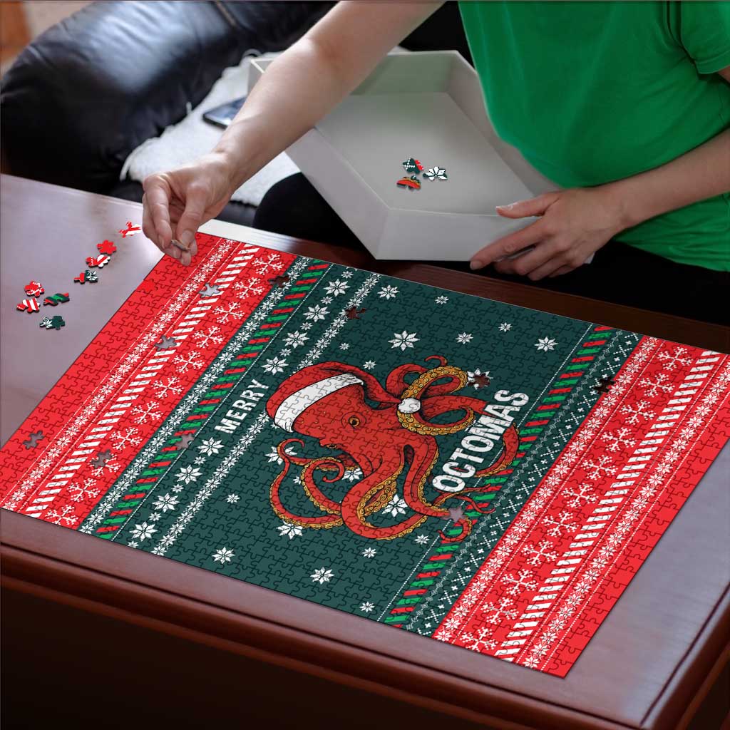 Merry Octomas Christmas Puzzle Xmas Holiday Patterns - Wonder Print Shop