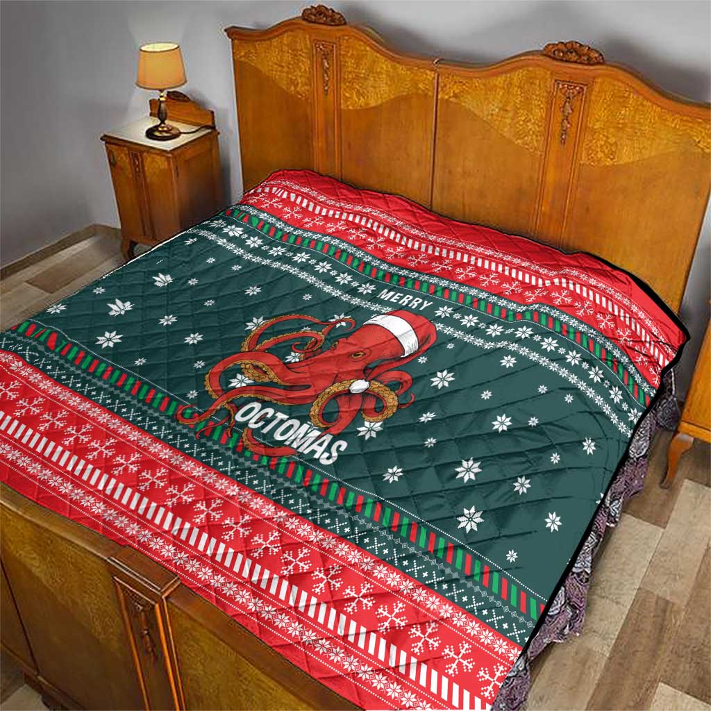 Merry Octomas Christmas Quilt Xmas Holiday Patterns - Wonder Print Shop