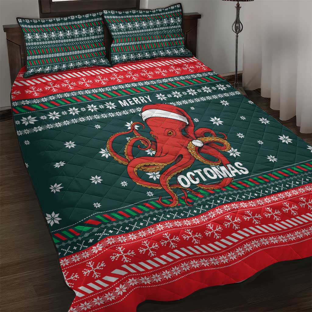Merry Octomas Christmas Quilt Bed Set Xmas Holiday Patterns - Wonder Print Shop
