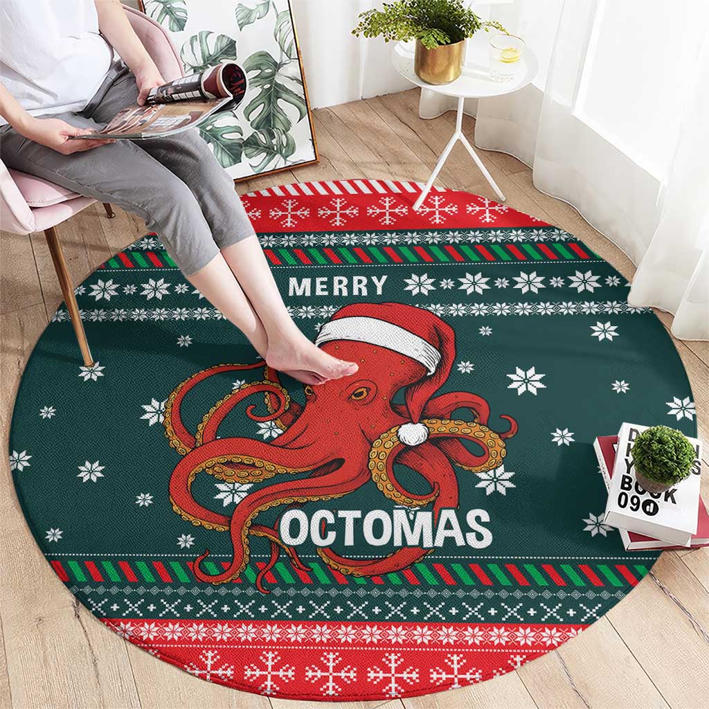 Merry Octomas Christmas Round Carpet Xmas Holiday Patterns - Wonder Print Shop
