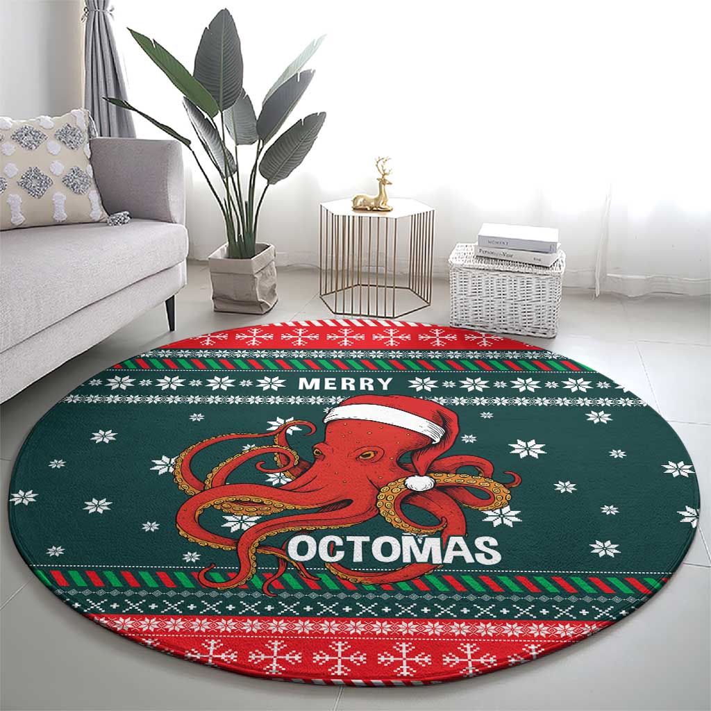 Merry Octomas Christmas Round Carpet Xmas Holiday Patterns - Wonder Print Shop