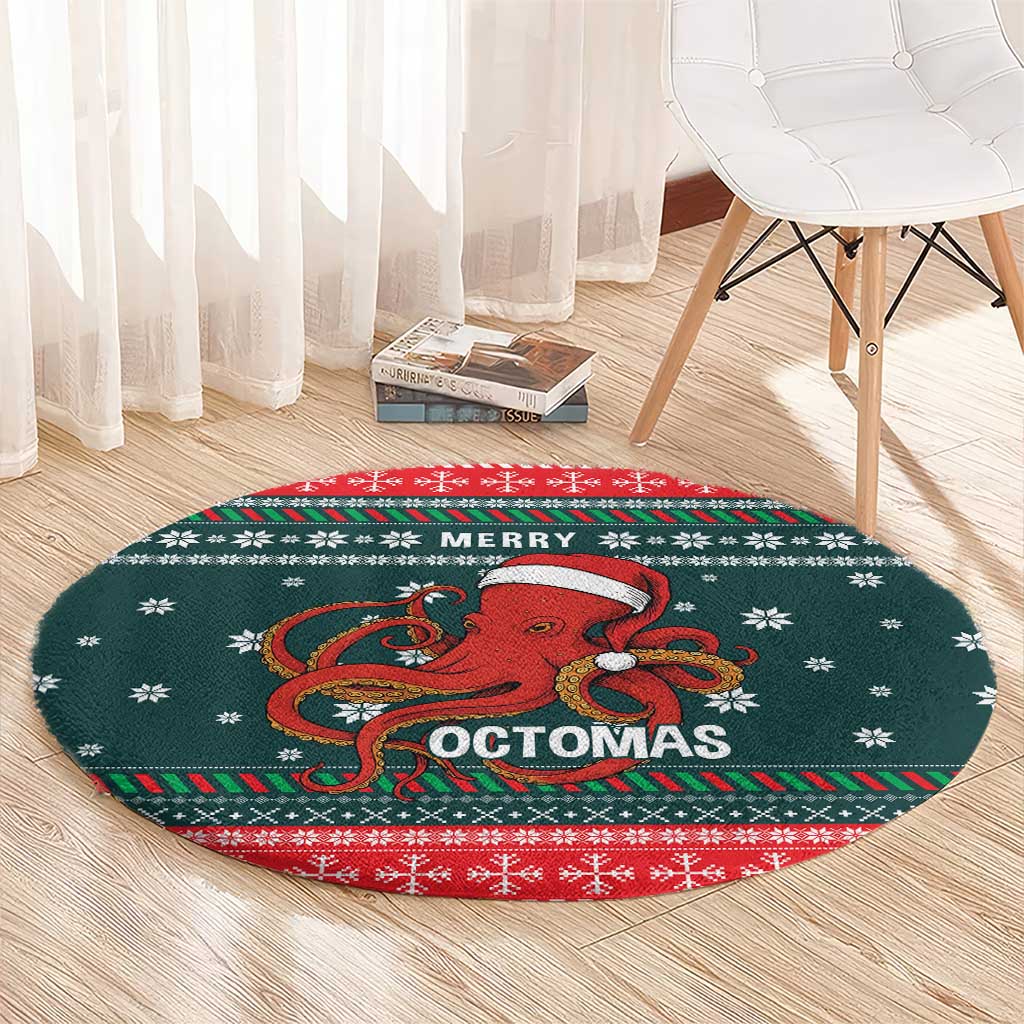 Merry Octomas Christmas Round Carpet Xmas Holiday Patterns - Wonder Print Shop