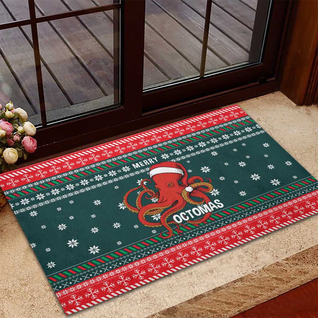 Merry Octomas Christmas Rubber Doormat Xmas Holiday Patterns - Wonder Print Shop