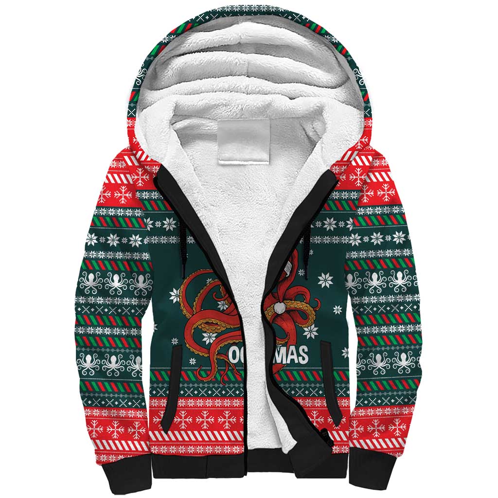 Merry Octomas Christmas Sherpa Hoodie Xmas Holiday Patterns - Wonder Print Shop