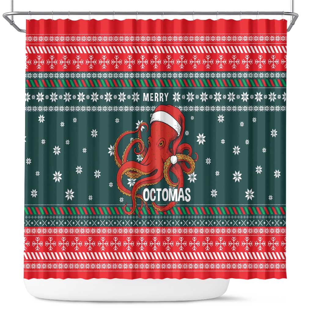 Merry Octomas Christmas Shower Curtain Xmas Holiday Patterns - Wonder Print Shop