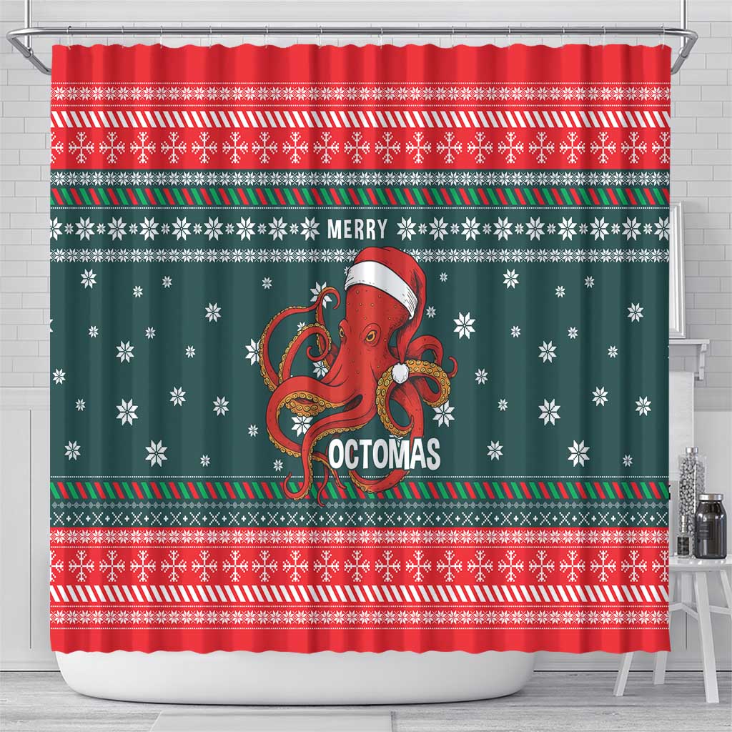 Merry Octomas Christmas Shower Curtain Xmas Holiday Patterns - Wonder Print Shop