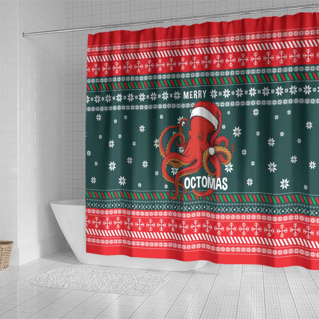 Merry Octomas Christmas Shower Curtain Xmas Holiday Patterns - Wonder Print Shop